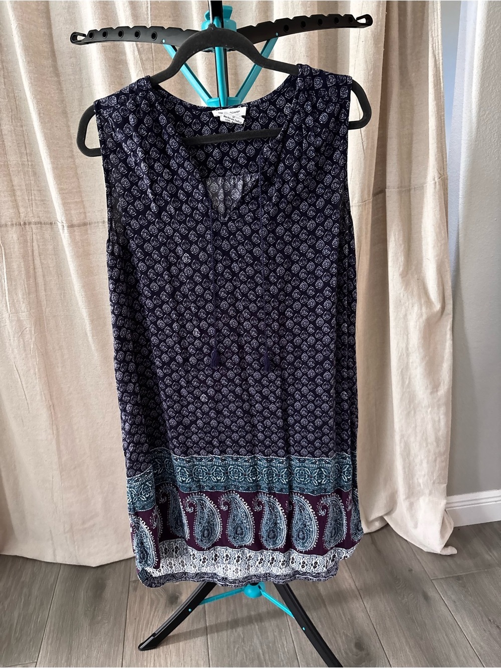 beachlunchlounge Navy Paisley Print Sleeveless boho dress